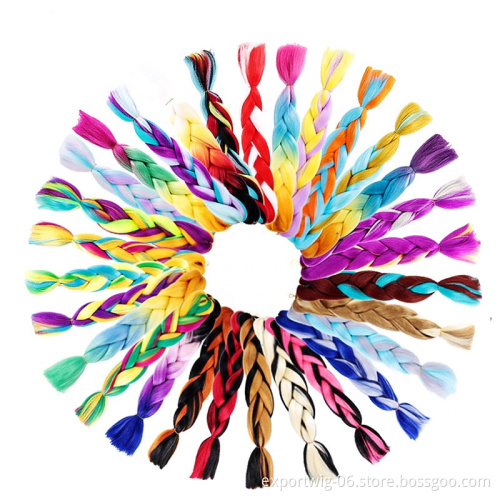 Hot Sale Mixed Color Jumbo Braiding Hair Long synthetic 24 Inch Braid Synthetic Pre-stretched Hair Exstension Braiding Hair